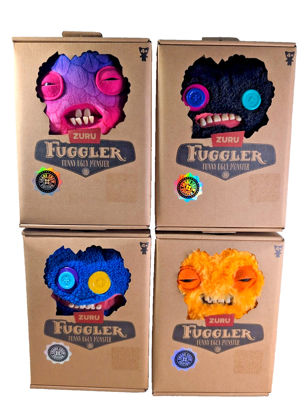 Fuggler Laboratory Misfits Funny Ugly Monster Fugglers Zuru Chaos Lot of 4 NEW!